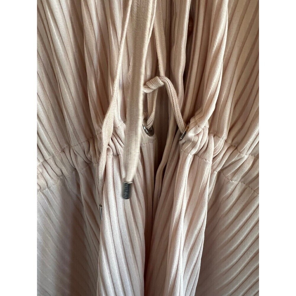 Calvin Klein Women’s Beige Cinch Waist Ribbed Button-Down Top Shirt Small - Picture 2 of 4